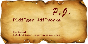 Pláger Jávorka névjegykártya